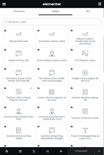 Elementor Pro Elementos Globais