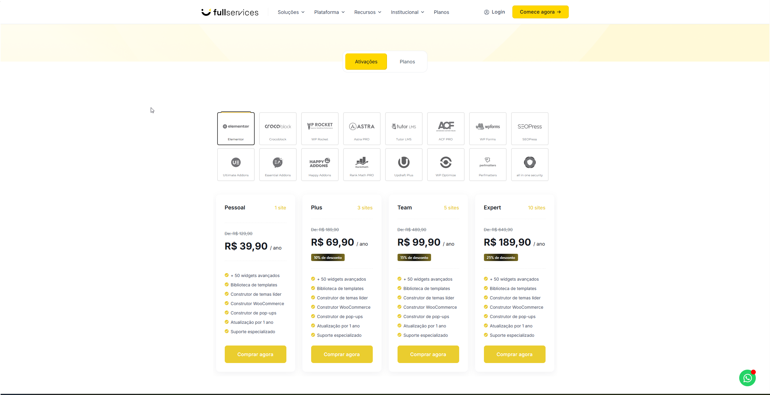 Desconto na licença Full Services Elementor PRO